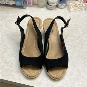 Espadrille Women's Black Slingback Sandals- St. John bay